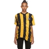 MARTINE ROSE MARTINE ROSE YELLOW AND BLACK RUCHED FOOTBALL T-SHIRT