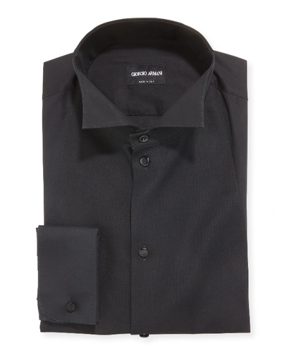 Giorgio Armani Men's Bib-front Formal Dress Shirt In Black