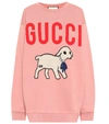 GUCCI APPLIQUÉD LOGO COTTON SWEATSHIRT,P00416045