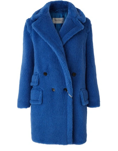 Max Mara Adenia Double-breasted Alpaca-blend Coat In Blue