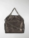 Stella Mccartney Mini Metallic Pewter Falabella Shoulder Bag In Black
