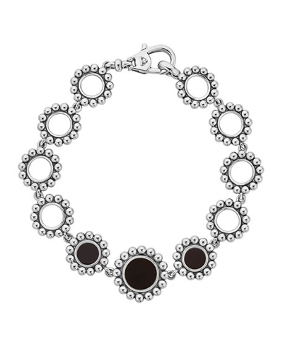 Lagos Sterling Silver Maya Black Onyx Circle Link Bracelet In Black/silver