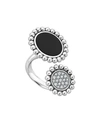 LAGOS MAYA ONYX/DIAMOND TWO-CIRCLE RING,PROD222680218