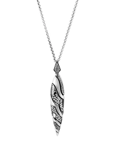 John Hardy Sterling Silver Lahar White & Gray Diamond Spear Pendant Necklace, 30 In Multi/silver