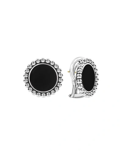 Lagos Sterling Silver & 14k Yellow Gold Maya Black Onyx Stud Earrings In Black/silver