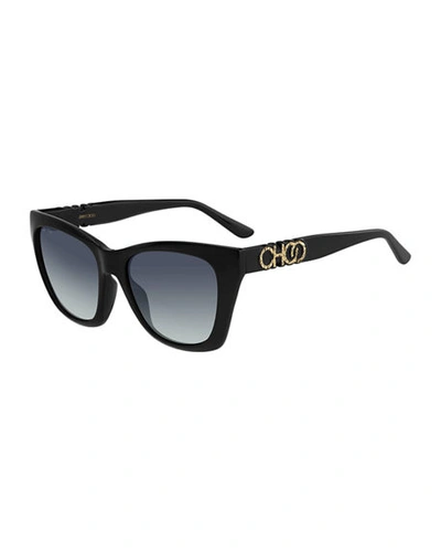 Jimmy Choo Rikki 55mm Cat Eye Sunglasses In Black