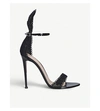 GIANVITO ROSSI BUNNY PATENT LEATHER AND FLORAL LACE SANDALS