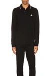 MONCLER MONCLER MAGLIA LONG SLEEVE POLO IN BLACK,MONC-MS18