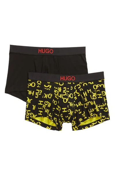 Hugo Boss Brother 2-pack Cotton Trunks In Multi Yellow