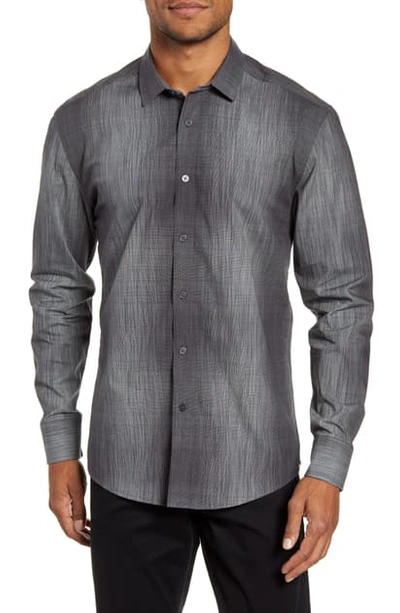 Vince Camuto Slim Fit Abstract Check Button-up Shirt In Grey Plaid Houndstooth