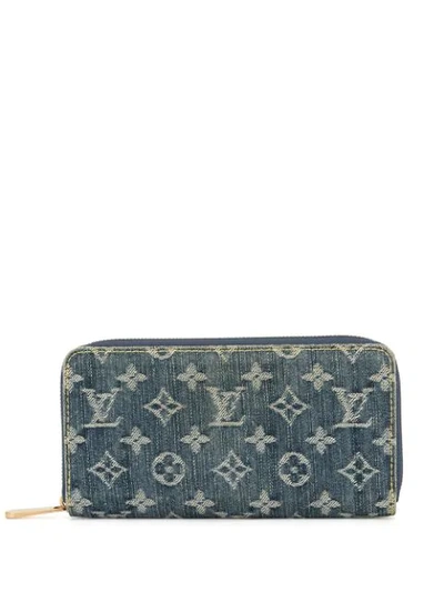 Pre-owned Louis Vuitton  Zippy Logo Wallet In Blue