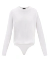 Atm Anthony Thomas Melillo Micro-modal Long-sleeve Crewneck Bodysuit In White