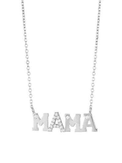 Anzie Rhodium-plated Sterling Silver & White Sapphire Mama Necklace