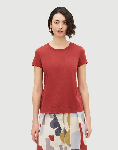 Lafayette 148 Modern Cotton Jersey Modern Tee In Poppy