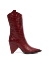 ALDO CASTAGNA RED COCODRILE EFFECT LEATHER BOOT,11071649