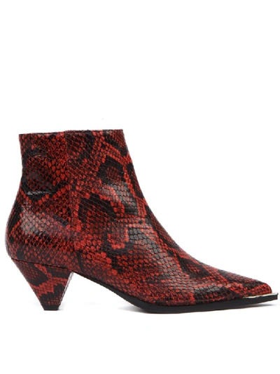Aldo Castagna Red Python Leather Ankle Boot In Red/black