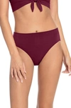 Robin Piccone Ava High Waist Bikini Bottoms In Eggplant