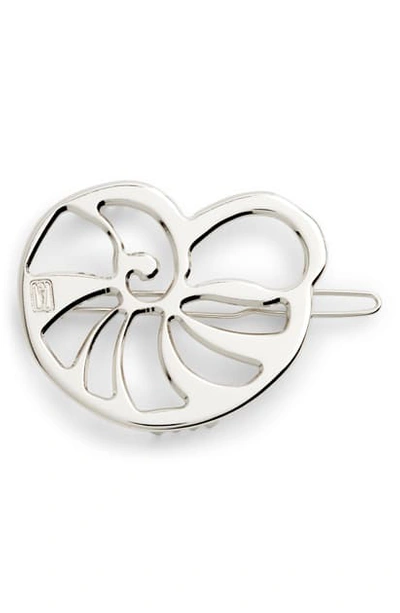 Alexandre De Paris Shell Side Barrette In Silver