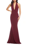 Dress The Population Camden Mermaid Hem Evening Gown In Burgundy