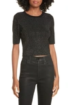 ALICE AND OLIVIA CIARA CRYSTAL STUDDED CROP SWEATER,CC909S24710