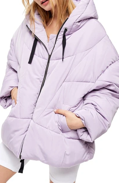 Free People Hailey Hooded Puffer Jacket In Lilac