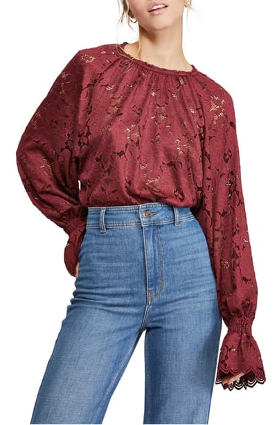 Free People Olivia Lace Top In Wine