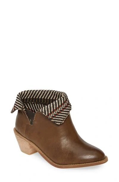 Kelsi Dagger Brooklyn Kayak Bootie In Olive Woven/ Olive Leather