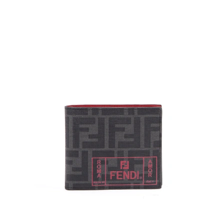 Fendi Black Ff Billfold Wallet With Logo Print