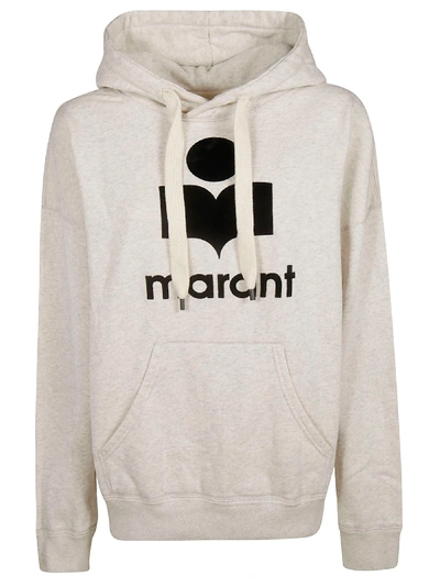 Isabel Marant Logo Print Hoodie In Ecru