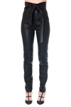 VALENTINO VLTN BLACK LEATHER HIGH WAISTED TROUSERS,11071964