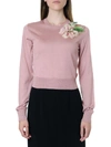 DOLCE & GABBANA PINK SILK SWEATER WITH FLORAL DECORATION,11071811