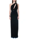 SAINT LAURENT SABLÉ ONE SHOULDER BLACK colour LONG DRESS,573545 Y012W1000