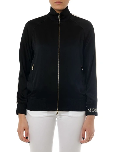 Moncler Black Zipped Technical Fabric Sweatshirt