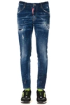DSQUARED2 BLUE COTTON TEARED & WASHED JEANS,11071570