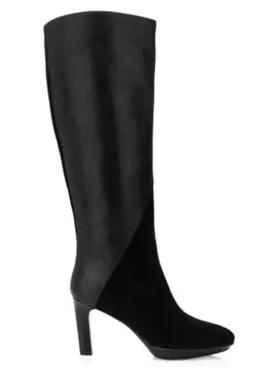 Aquatalia Women's Rayne Knee-high Leather & Suede Boots In Black