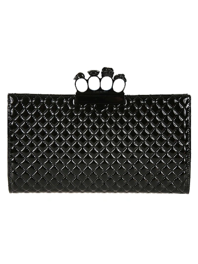 Alexander Mcqueen Four Ring Flat Pouch In Black
