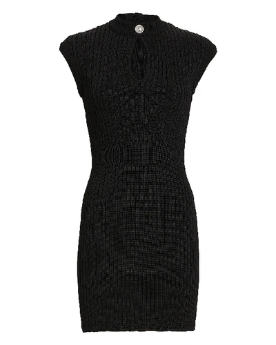 Balmain Rib Knit Mini Dress In Black