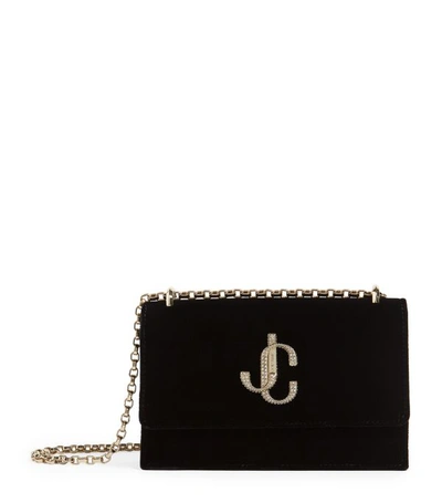 Jimmy Choo Velvet Bohemia Clutch Bag In Black