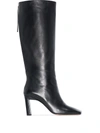 WANDLER BLACK ISA 85 KNEE-HIGH LEATHER BOOTS