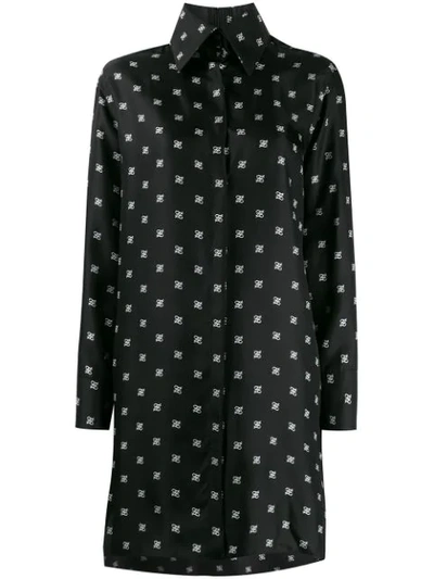 Fendi Printed Silk-twill Shirt Dress In Black
