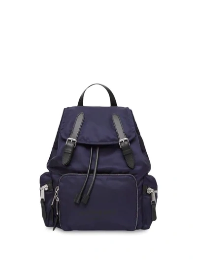 Burberry The Medium Logo-print Backpack In Blue