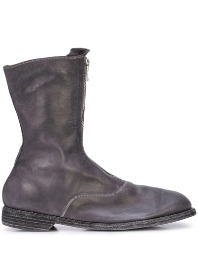 Guidi Men 310 Horse Leather Front Zip Military Boot In Light Grey