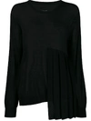 YOHJI YAMAMOTO PLEATED FRONT FINE KNIT TOP