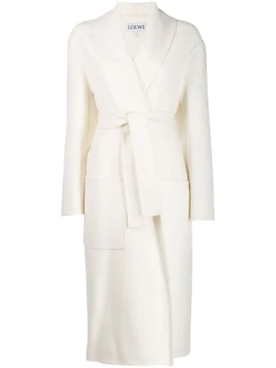 Loewe Belted Oversized Coat In White