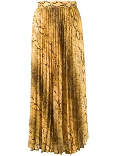 Andamane Snakeskin Print Pleated Skirt In Yellow