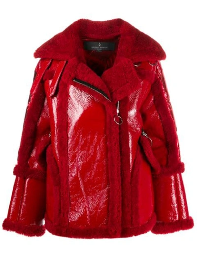 Nicole Benisti Montaigne Shearling-trimmed Jacket In Red
