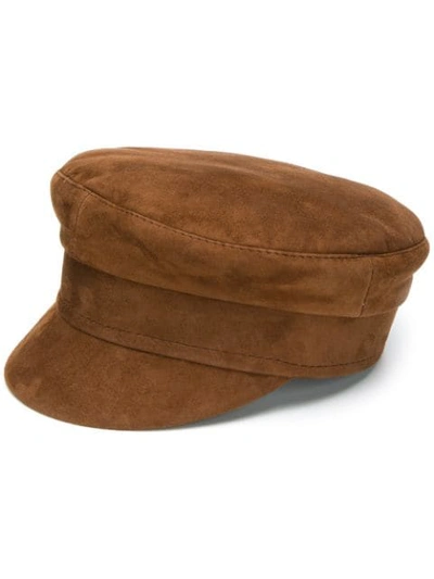 Ruslan Baginskiy Brown Leather Baker Boy Hat