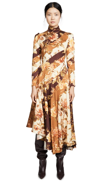 Zimmermann Resistance Spliced Dress In Mixed Roses