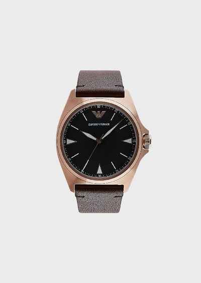 Emporio Armani Leather Strap Watches - Item 50234652 In Brown
