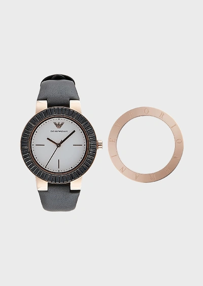 Emporio Armani Leather Strap Watches - Item 50234763 In Black